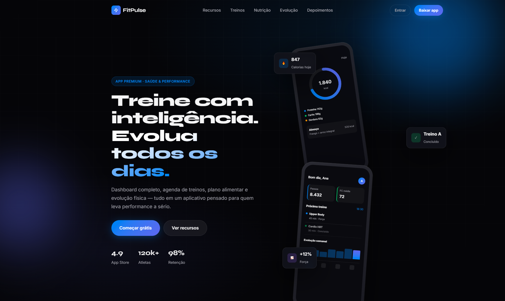 Demonstração interativa FitPulse — projeto conceitual VelumCode