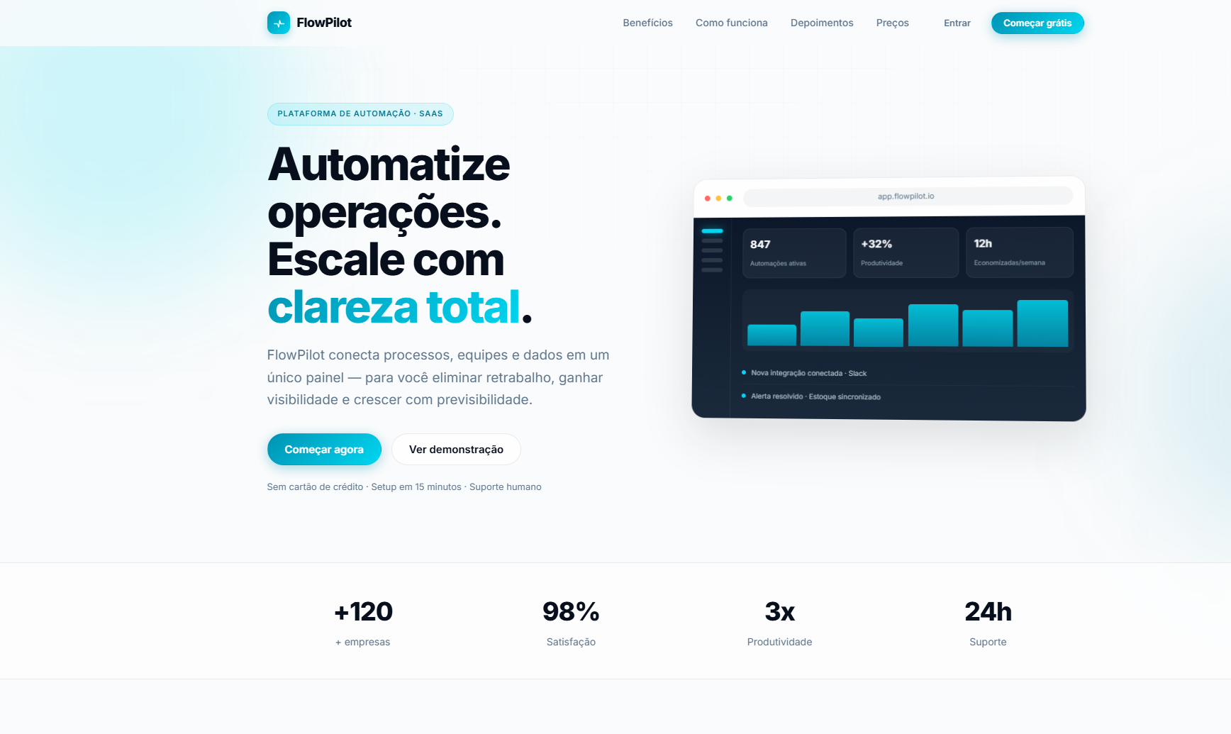 Demonstração interativa FlowPilot — projeto conceitual VelumCode