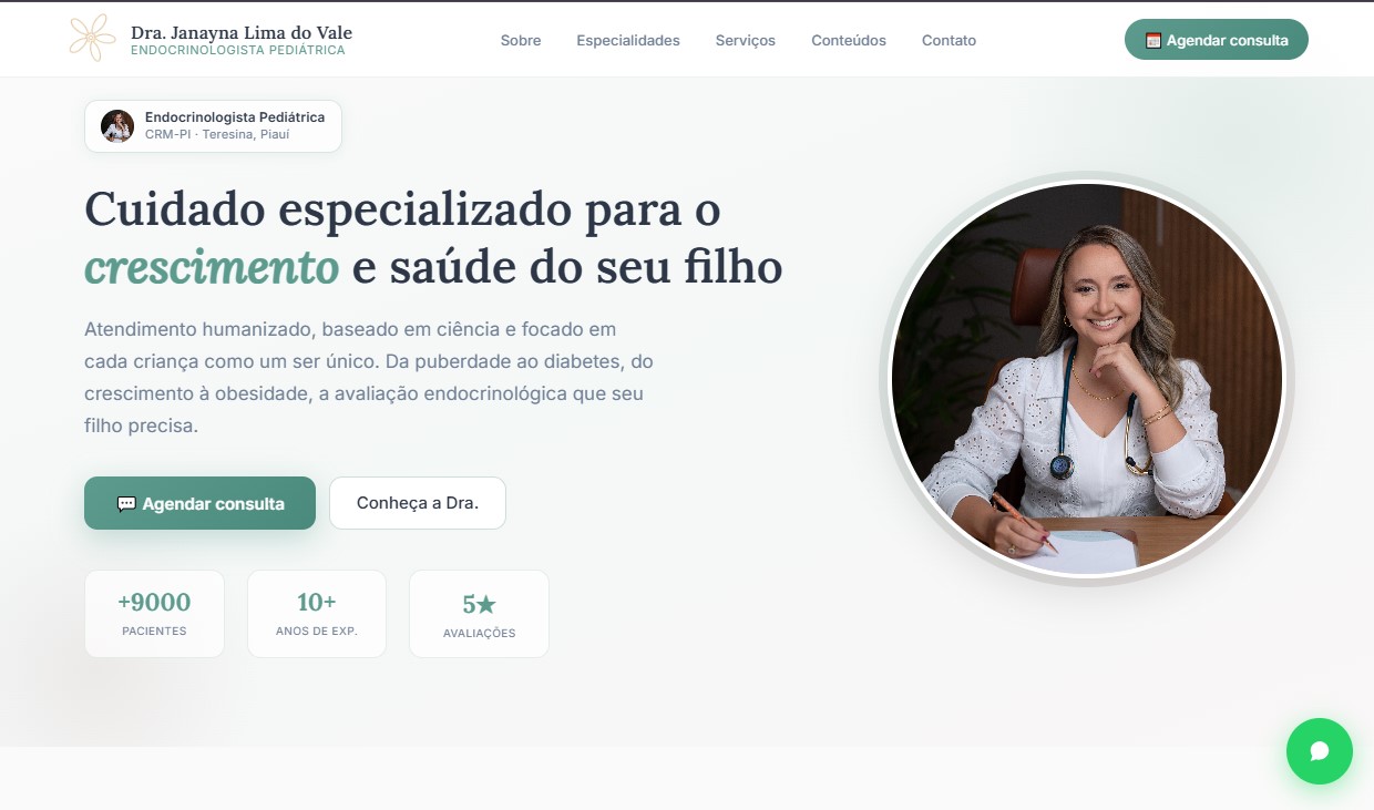 Site Dra. Janayna Lima desenvolvido pela VelumCode