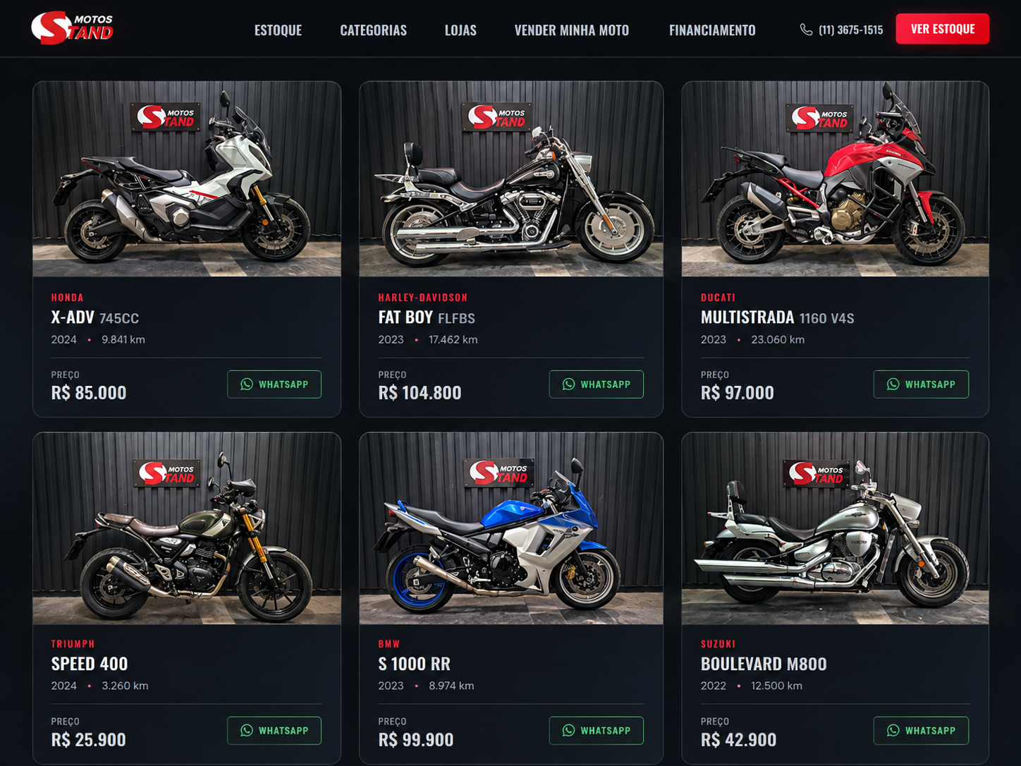 Stand Motos — presença digital entregue